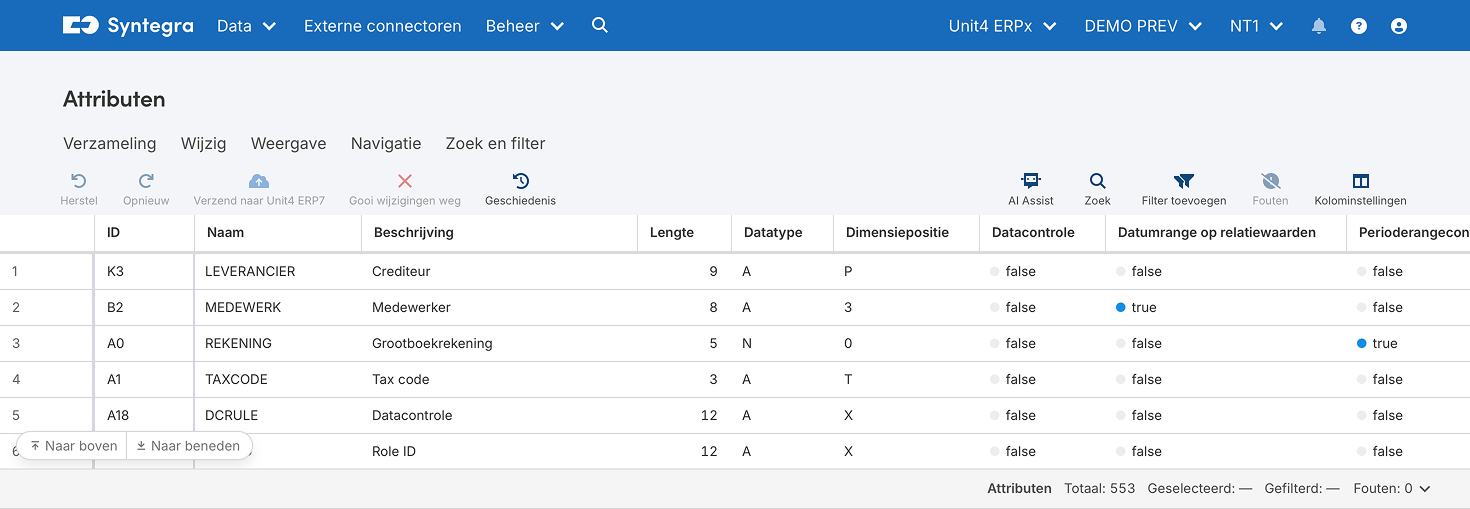 Syntegra spreadsheet interface